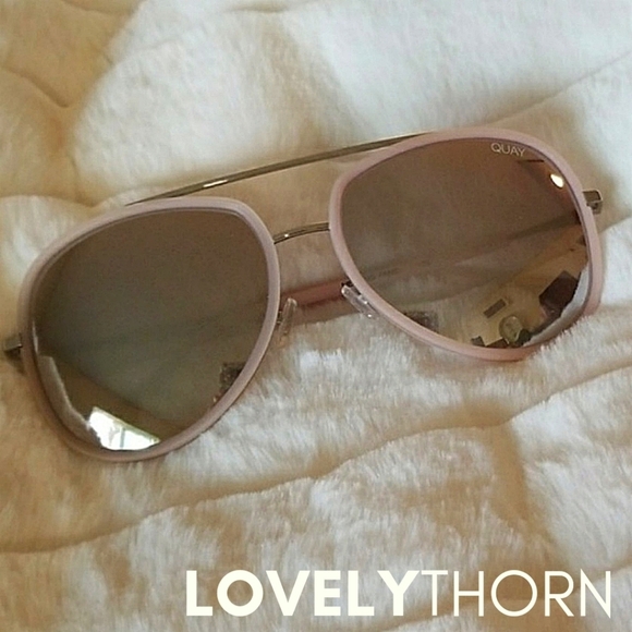 QUAY // ltd ed oversized aviators matte pink frame mirrored lenses nwot - Picture 7 of 13